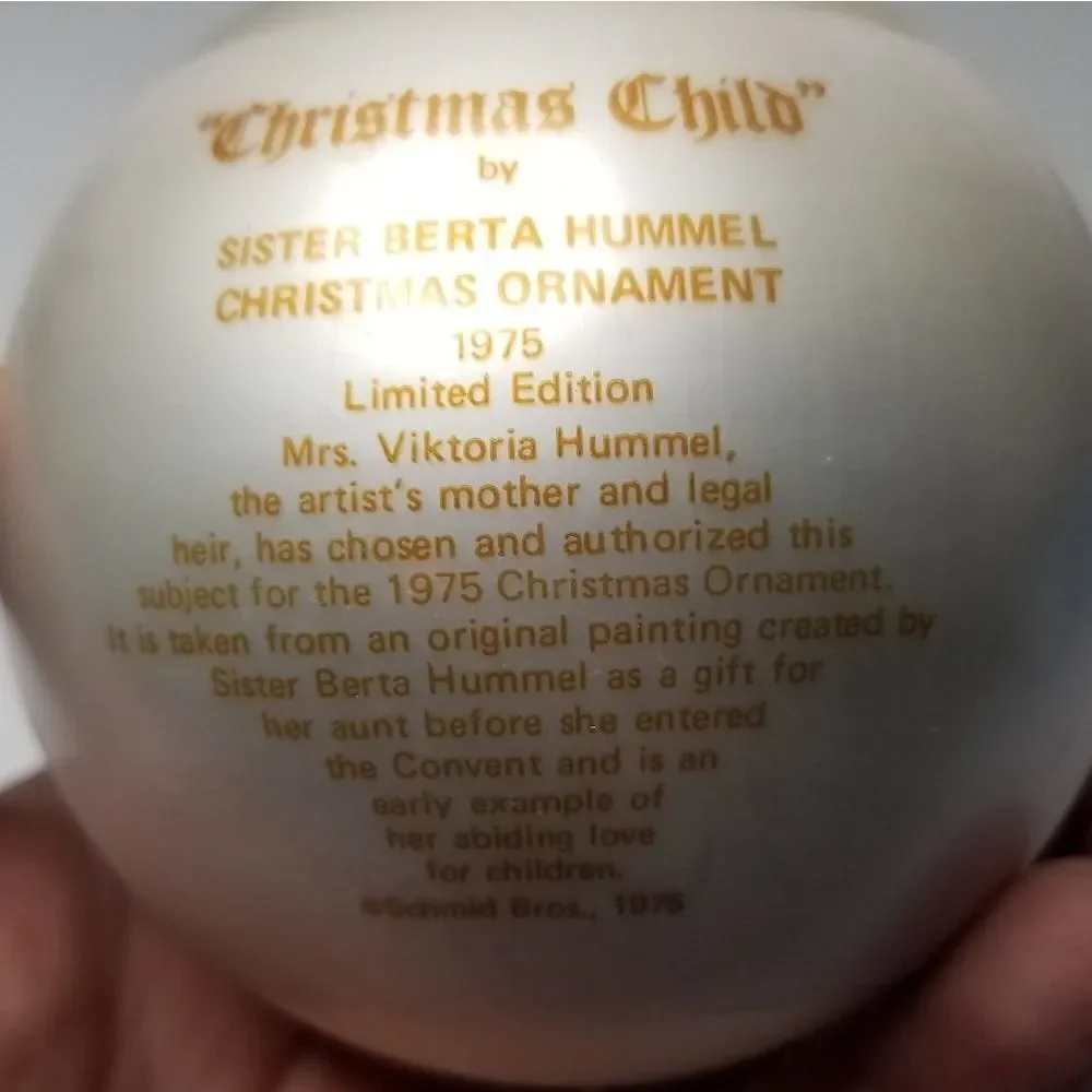 Vintage 1975 Christmas tree ornament with box Berta Hummel Christmas Child